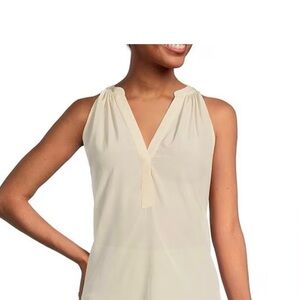 Antonio Melani Sleeveless V-Neck Cream Silk Blouse